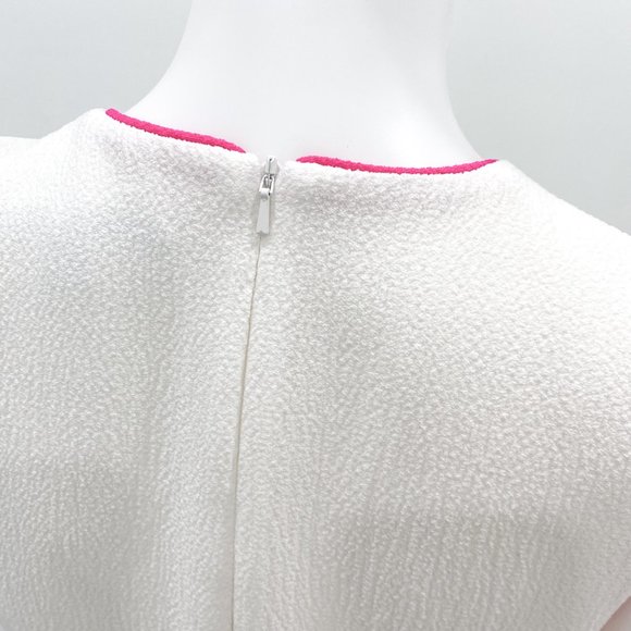 Black Halo Puma Sleeveless Sheath Dress Pebble Crepe White Sugar/Pink Size 8 - Picture 10 of 16